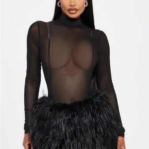 Pour It Up Faux Fur Mesh Mini Dress - Black